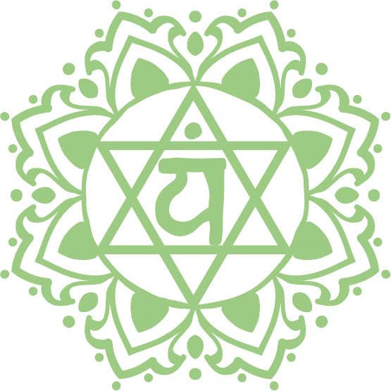 Herzchakra-Symbol zwölfblättriger, grüner Lotus