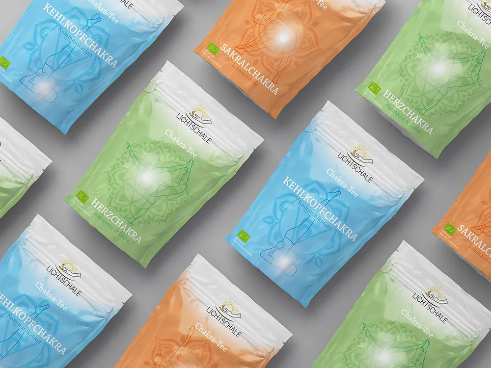 Mehrere Chakra Teesorten der Lichtschale